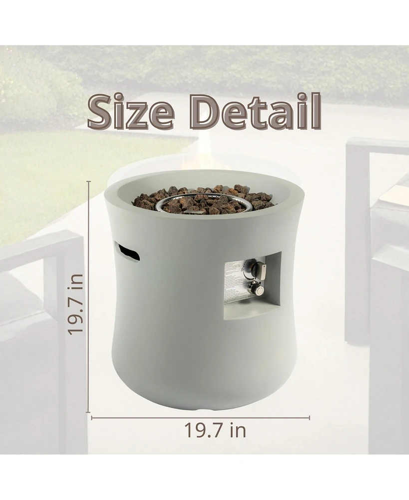 Mondawe 20-inch Round Outdoor Propane Fire Pit Table Graphite Base with waterproof cover