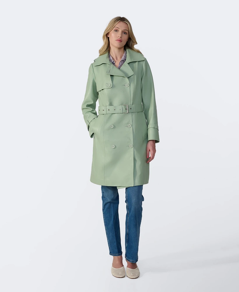 Furniq Uk Women's Leather Trench Coat, Created for Macy's