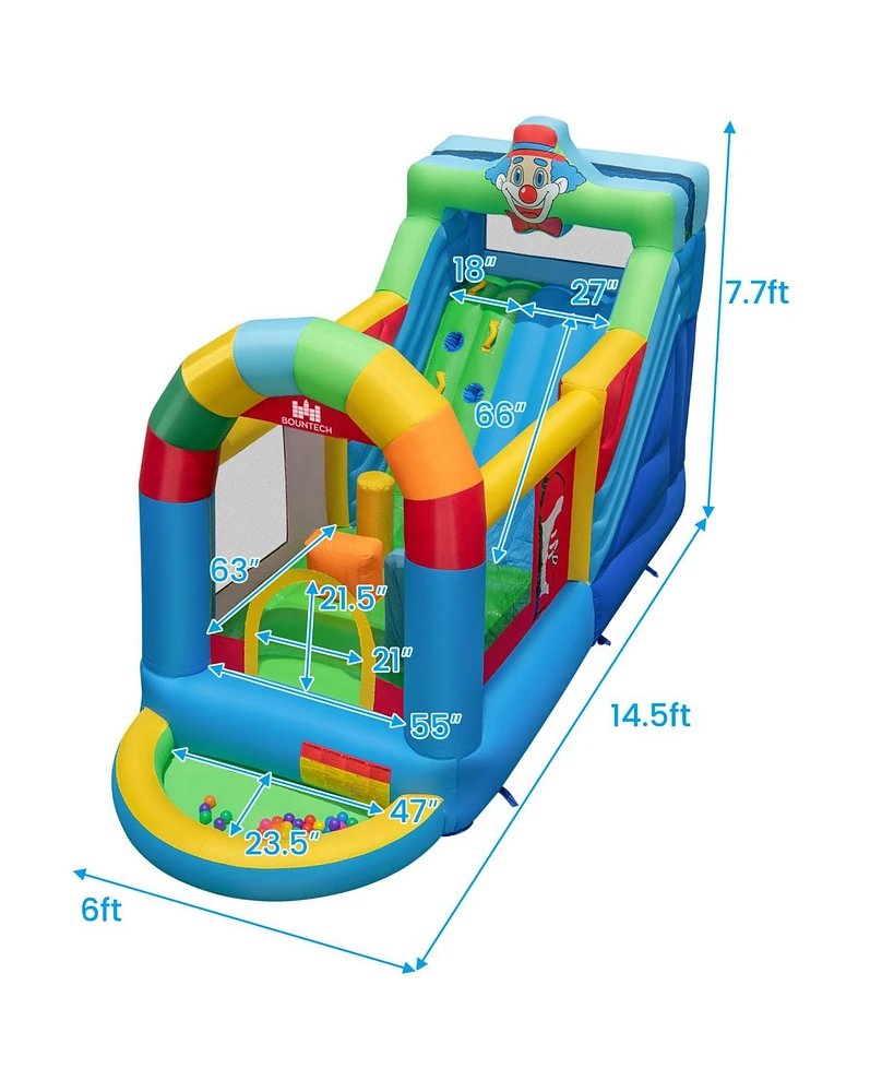 Inflatable Bounce House Obstacle Course with Ball Pit and Silde with 735W Blower