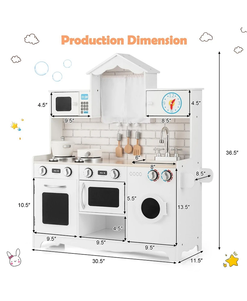 Wooden Kids Kitchen with Washing Machine