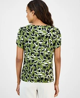 Ak Anne Klein Petite Printed Tulip-Sleeve Top