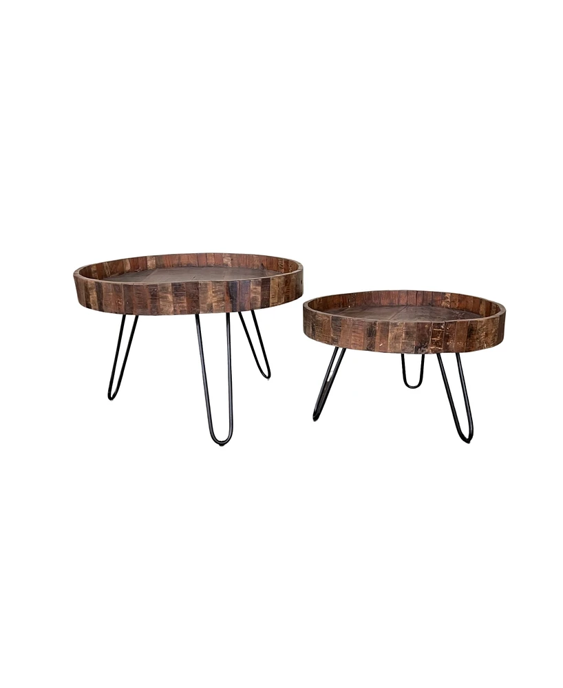Stylish Solid Wood and Iron Round End Tables for Contemporary Spaces