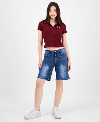 Madden Girl Juniors' High-Rise Denim Jorts
