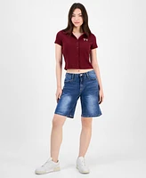 Madden Girl Juniors' High-Rise Denim Jorts