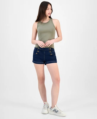 Madden Girl Juniors' Mid-Rise Button-Side Sailor Shorts