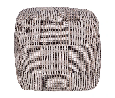 Geometric Cotton Pouf – Square Ottoman for Living Room Seating or Boho Style Accent
