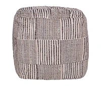 Geometric Cotton Pouf – Square Ottoman for Living Room Seating or Boho Style Accent