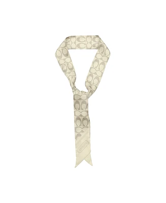 Coach Textured Signature Print Silk Skinny Scarf