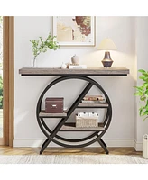 Tribesigns Console Table, 40-Inch Entryway Table with Storage Shelves, 4-Tier Industrial Hallway Sofa Table with Geometric Metal Frame, Accent Table f