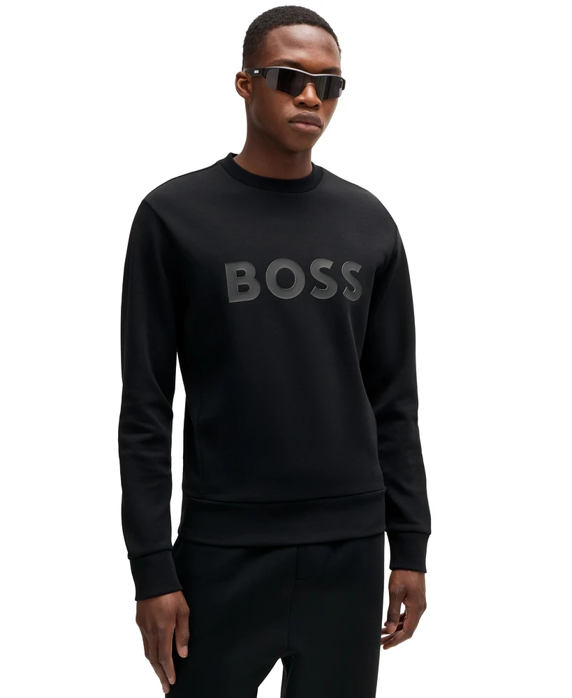 Boss by Hugo Men's Sandwich Logo Stretch-Cotton Sweatshirt