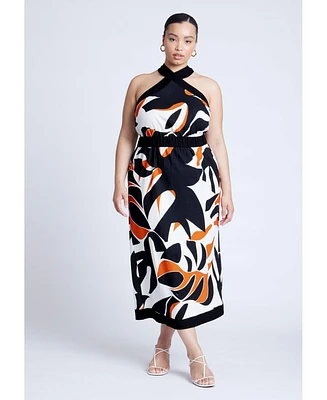 Eloquii Women's Halter Neck Printed Maxi Dress
