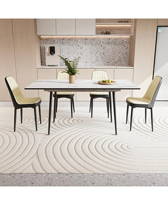 47-63" Expandable Dining Set: Table & Cushioned Chairs