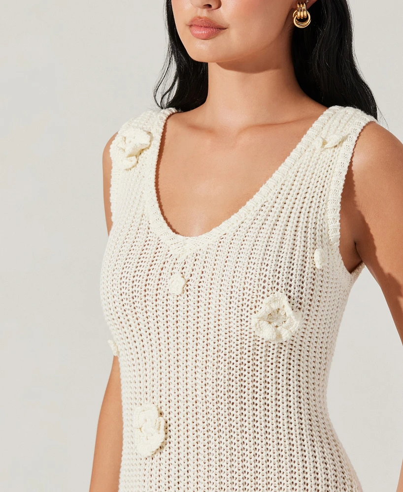 Astr the Label Women's Ainhoa Cotton Crochet-Applique Dress