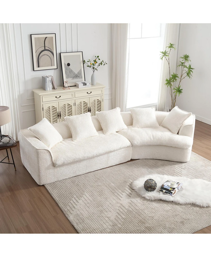 Boucle Sofa 3 Seater for Living Room Oversized Comfy Sofa unique double seat and corner construction for Apartment