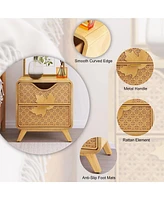 Hand-Carved 2-Drawers Accent Cabinet - Traditional Craftsmanship and Functionality Combined