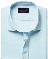 Charles Tyrwhitt Men's Slim Fit Long Sleeve Linen Button-Front Shirt