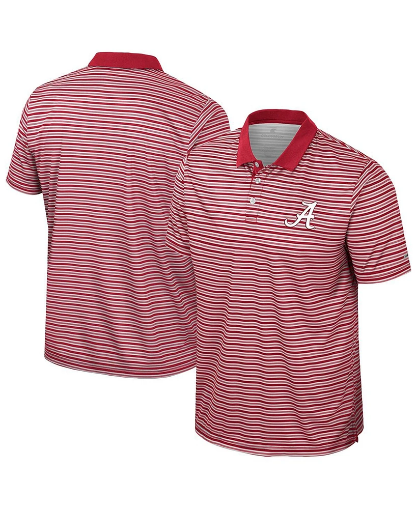 Colosseum Men's Crimson Alabama Tide Striped Polo Shirt