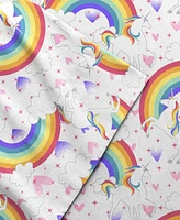 Dream Factory Unicorn Rainbow 3-Pc. Sheet Set, Twin