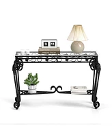 Stylish Glass & Metal Console Table with Storage