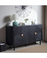 Modern Accent Cabinet with Adjustable Shelves and 4 Doors