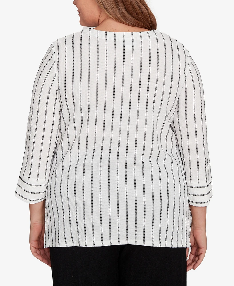 Alfred Dunner Plus Textured Stripe Top