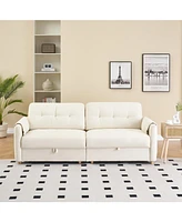 79.50 inches long, Teddy Cotton Linen Sofa Fabric, with metal conical long legs, metal strip matching