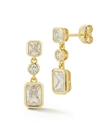 Rachel Zoe 14K Gold Plated Sterling Silver Multi Shape Cubic Zirconia Drop Earrings