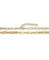 14K Gold Plated Clear Cubic Zirconia Link & Chain Necklace