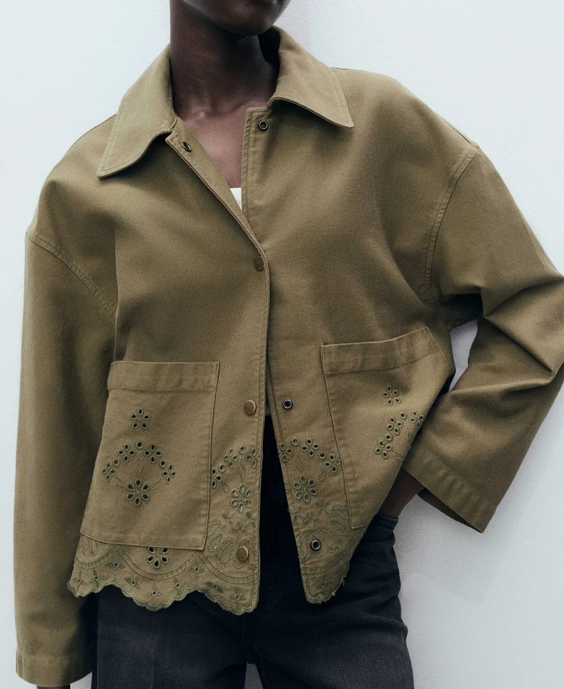 Mango Women's Openwork Details Cotton Overshirt