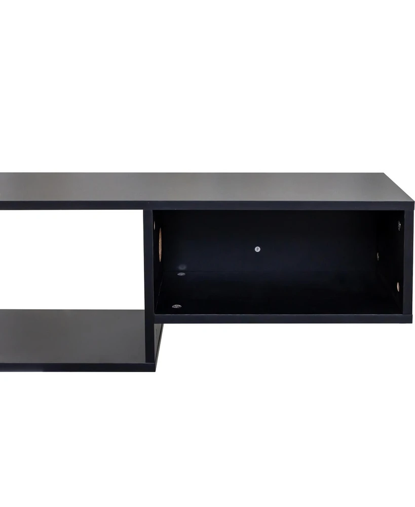 65.35in Wall Mounted Floating Tv Stand with 20 Color LEDs and Charging Station
