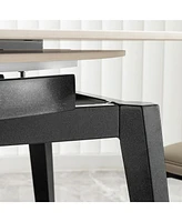 33.5" to 51.2" Extendable Sintered Stone Material Round White Dining Table