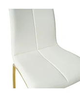 Gold-Plated Pu Dining Chair with Upholstered Seat (Set of 4)