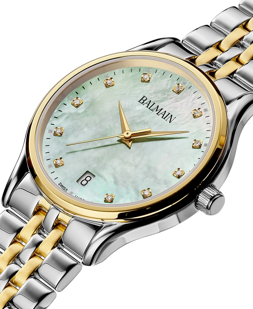 Balmain Women's Swiss Beleganza Diamond (1/20 ct. t.w.) Two-Tone Stainless Steel Bracelet Watch 32mm