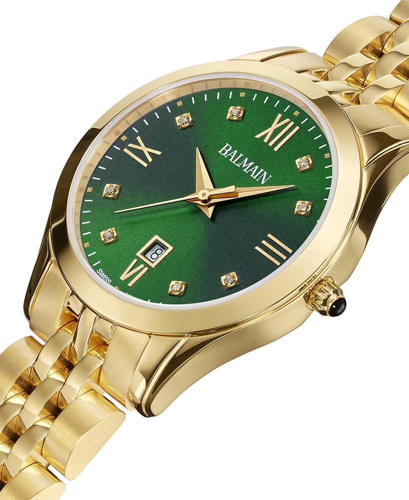 Balmain Women's Swiss Classic R Diamond Accent Gold Pvd Stainless Steel Bracelet Watch 30mm