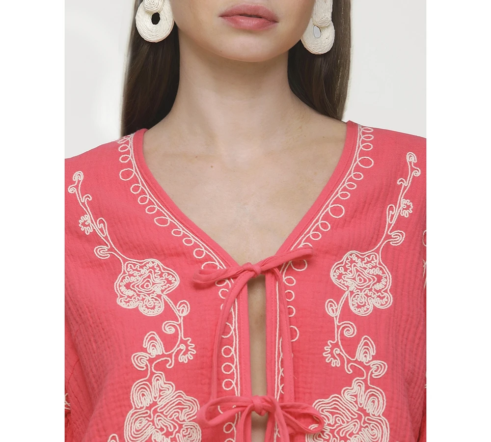 Avec Les Filles Women's Embroidered Peplum Jacket