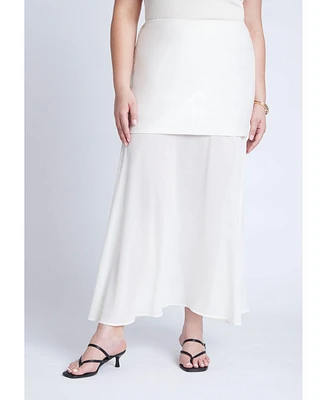 Eloquii Women's Mixed Media Skirt