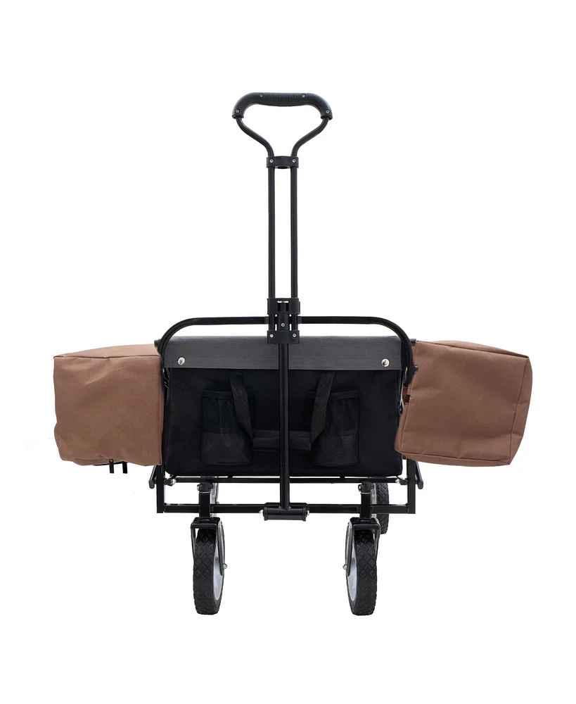 360lbs Collapsible Wagon Cart w/ Straps & Liners - Black