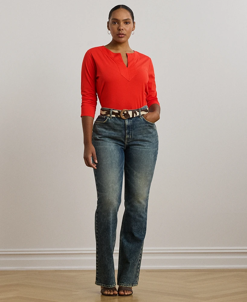 Lauren Ralph Plus Cotton Jersey Three-Quarter-Sleeve Tunic