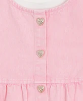 Sparkle & Shine Toddler and Little Girls 2-Piece T-Shirt Denim Dress Set