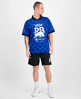 Hugo by Boss Men's Fanwear Oversized Short Sleeve Open-Collar Check Logo Graphic Polo Shirt
