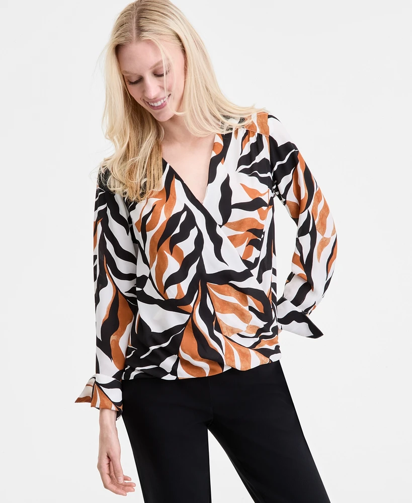 I.n.c. International Concepts Women's Printed Surplice Blouse, Exclusively at Macy's