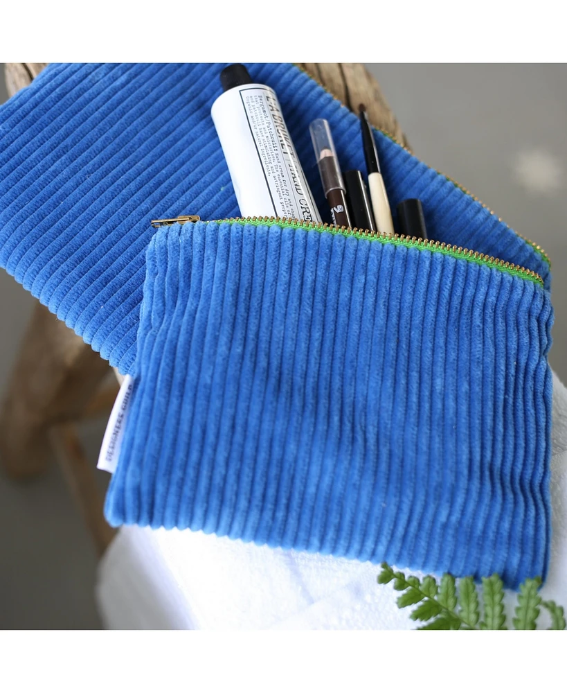 Corda Cobalt Corduroy Velvet Pouch