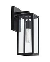 Titan Modern Outdoor Wall Light Fixtures Set of 2 Mystic Black Rectangular Box Frame Dusk to Dawn 14" Clear Glass Panels for Post Exterior Barn D