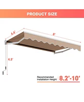 8 x 6.6 Feet Patio Retractable Awning with Manual Crank Handle-Beige