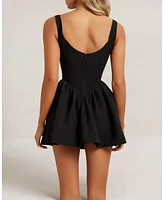 Heiress Beverly Hills Women's Corset Flared A-Line Crepe Mini Dress