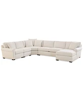 Radley Roll Arm 148" -Pc. Fabric Chaise Sectional with Wedge
