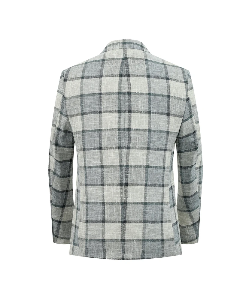 Elie Balleh Boys Slim Fit Plaid Blazer