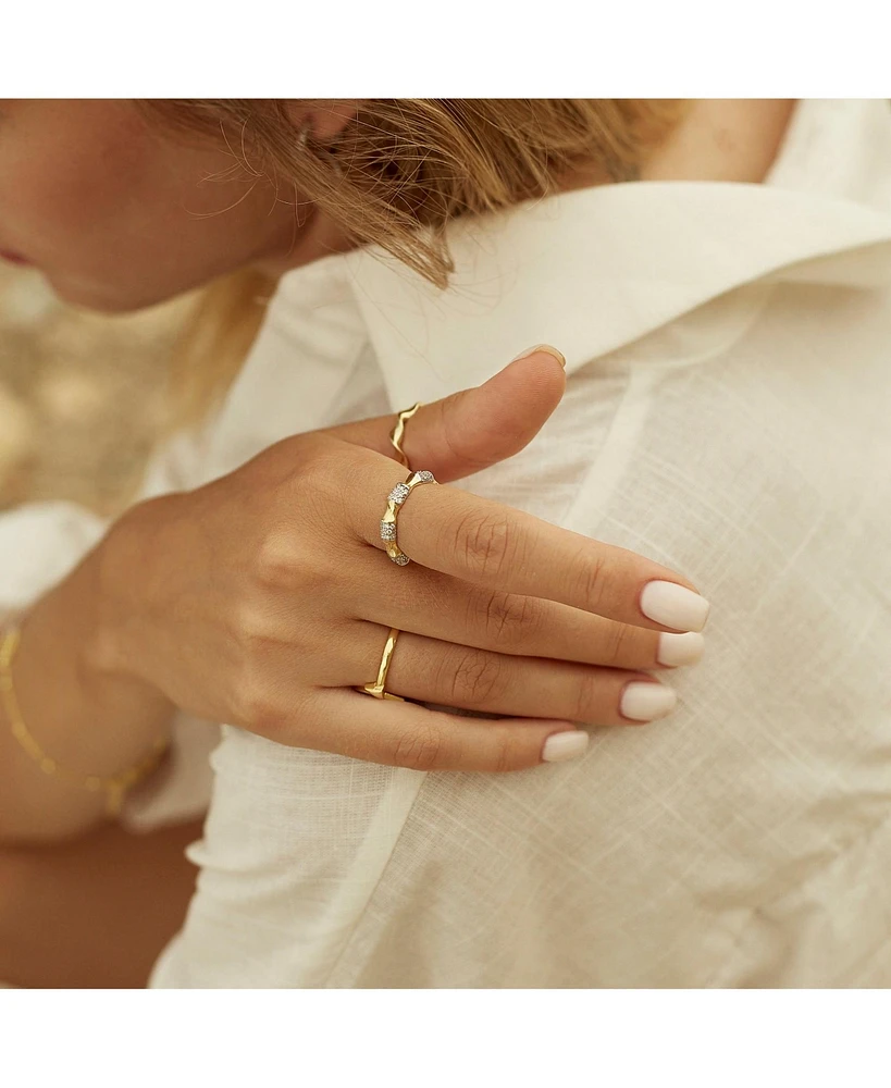 Spero London Bone Sterling Silver Adjustable Ring