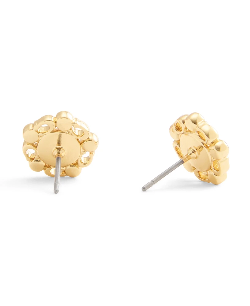 Coach Faux Stone Signature Heritage Cultivated Pearl Stud Earrings
