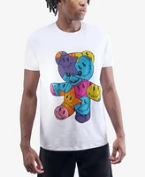 heads or tails Men's Smiley Bear Rhinestone Crew T-Shirt
